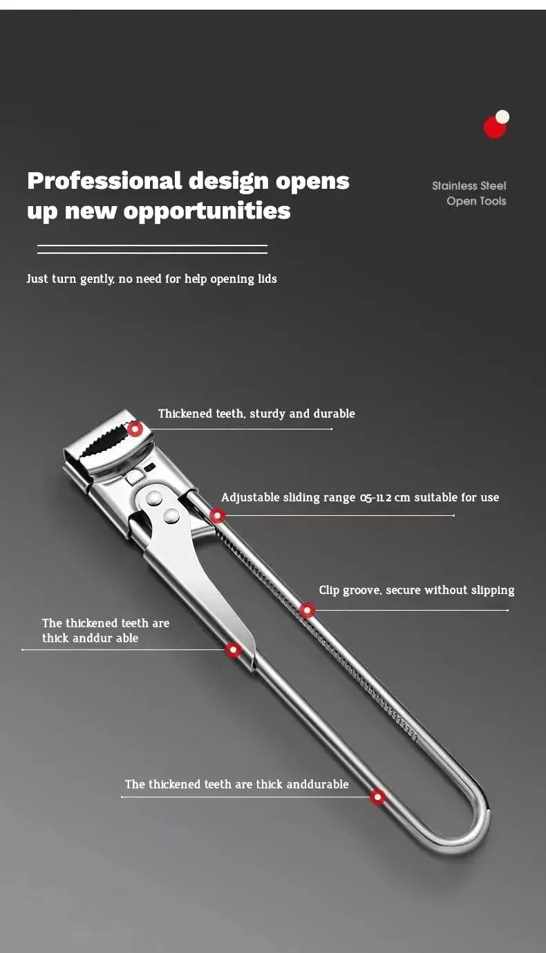 Can Opener Adjustable Stainless Steel Non-Slip Multifunction Manual Jar Bottle Bottle Lid Opener Gadget Home Gadgets Accessories colegio culinario de morelia