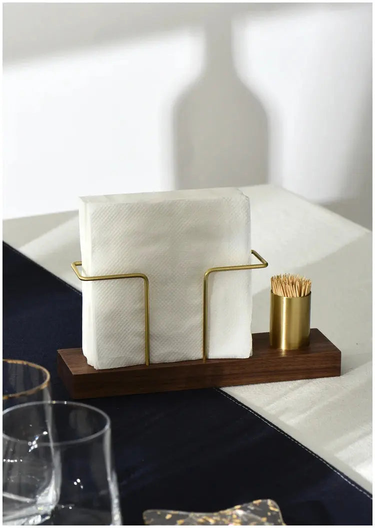 Desktop Organizer Tableware Supplies Wood Tissue Paper Holder Napkin Holder Brass Tissue Box StorageToothpick Box colegio culinario de morelia