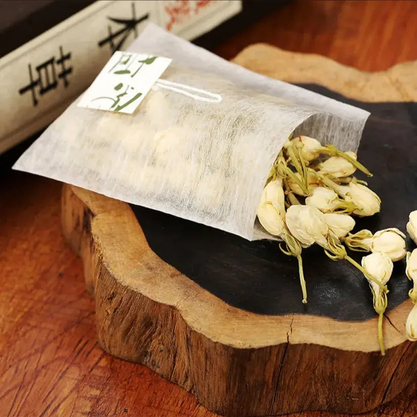 100pcs/lot PLA Biodegraded Corn Fiber Empty Disposable Tea Bag Filter The Length of the Line 17cm colegio culinario de morelia