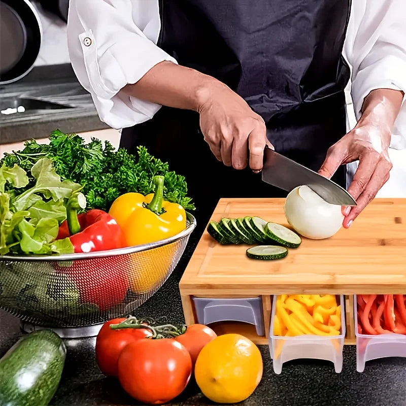 Kitchen Multi Functional Classification Bamboo with Drawer Style Cutting Board and Cutting Board Set Kitchen Tools Can Store Chef's Market