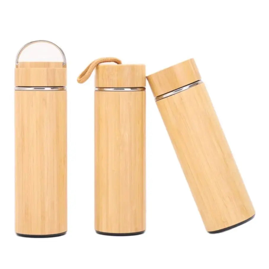 Bamboo Crafts Bamboo Tea Thermos Steel Double Wall Coffee Tea Bamboo Vacuum Flask 400-500ml Chef's Market