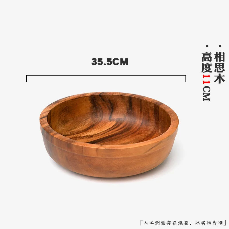Extra Large Siwood Bowl Tray Set, Round Wooden Tray, Extra Large Salad Bowl, Solid Wood Tray, Custom Mixing Bowls, Ramen Chef's Market