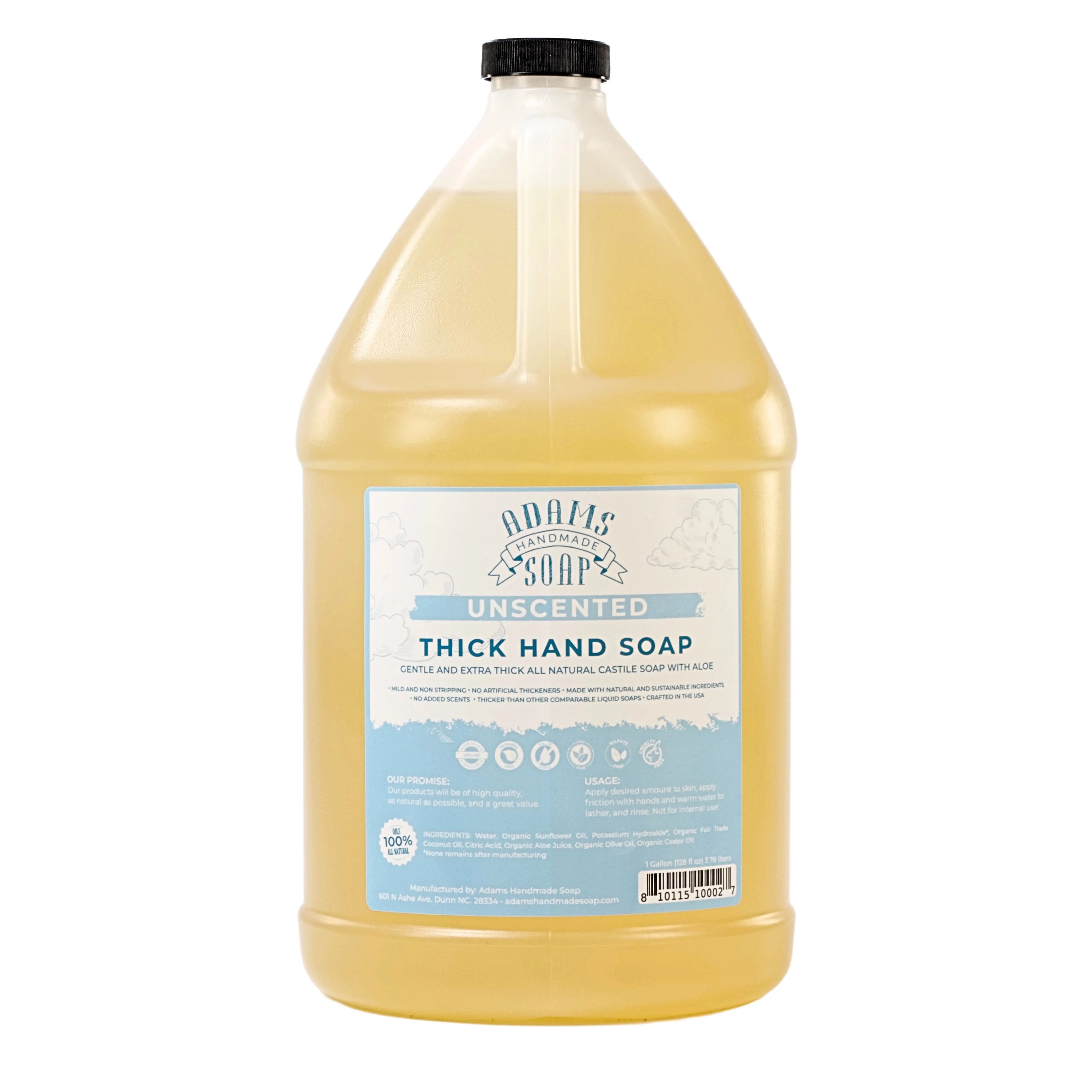 Unscented Organic Castile Liquid Hand Soap 1 Gallon Refill