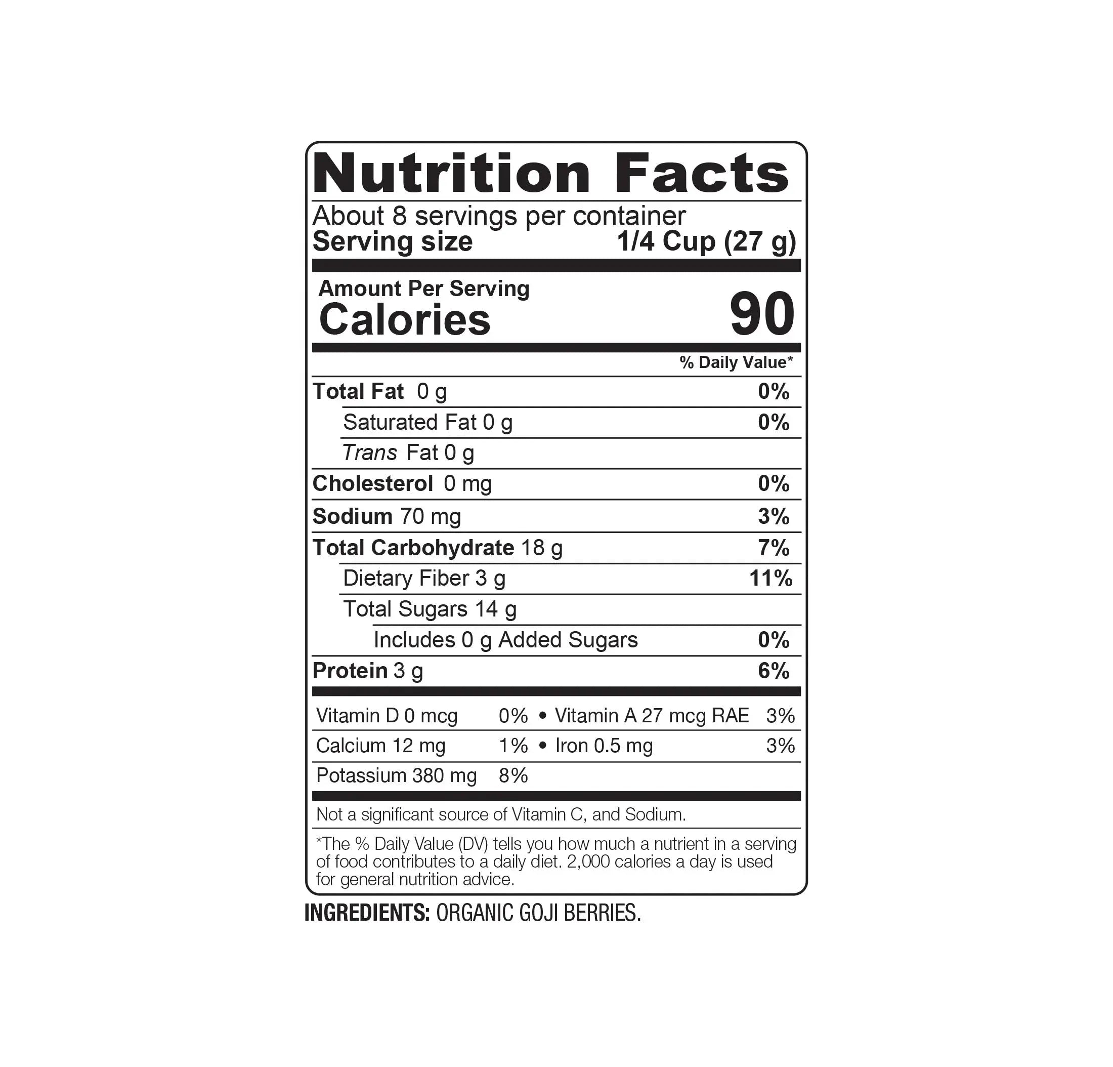 Goji Berries (Organic - Sun Dried) (8Oz) 227G