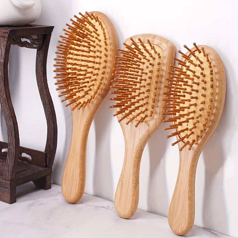 1pc Healthy Hair Brush - Professional Wooden Comb For Massage And Scalp Care - Bamboo Hair Brush Chef's Market