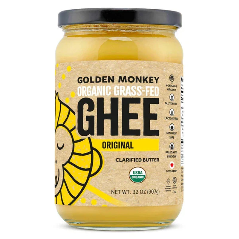 Golden Monkey Ghee Organic Grass-Fed Clarified Butter, Original, 8 Fl Oz