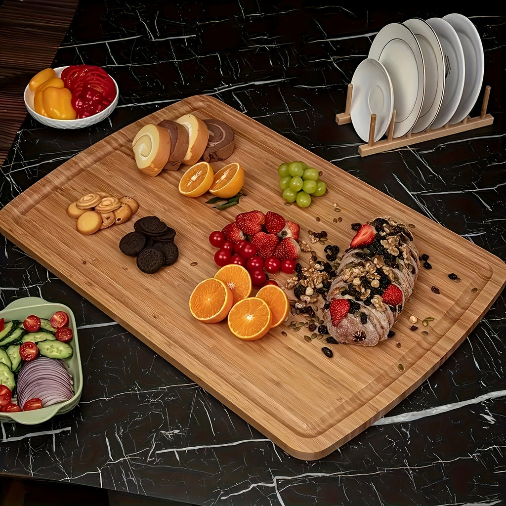 1pc Premium Bamboo Chopping Board - Large, Durable, Easy-to-Clean, Anti-Slip, Butcher Block for Meat, Cheese, Bread, Vegetables, Fruits, and Charcuterie - Perfect Kitchen Gadget for Home, Dormitory, and Thoughtful Gift for Fa Chef's Market