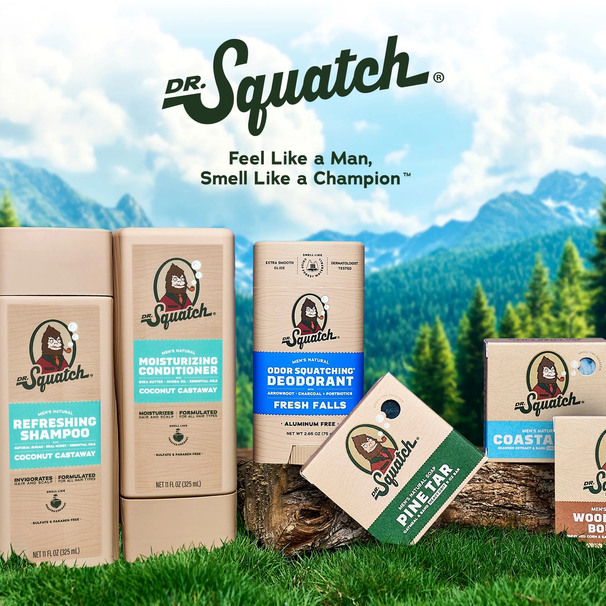 Bar Soap for Men - Cold Process, No Harsh Chemicals - Wood Barrel Bourbon, Pine Tar, Spearmint Basil, Alpine Sage (5 Oz, 4-Pack)