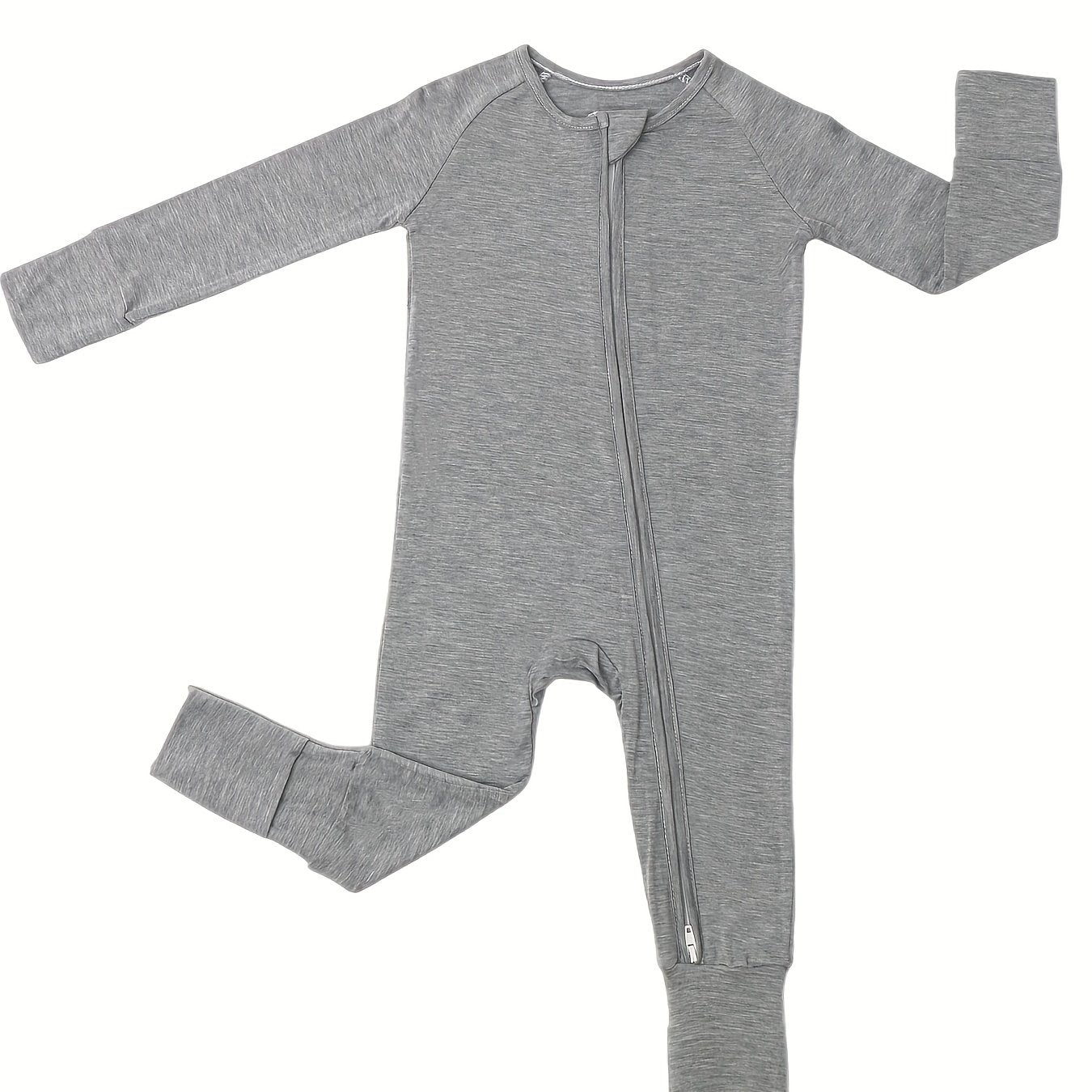 Cozy Long Sleeve Bamboo Fiber Crew Neck Raglan Solid Color Baby Romper - Soft High Stretch Knit Fabric, Machine Washable, Loose Fit for Comfort - Perfect for Fall and Winter Season Chef's Market