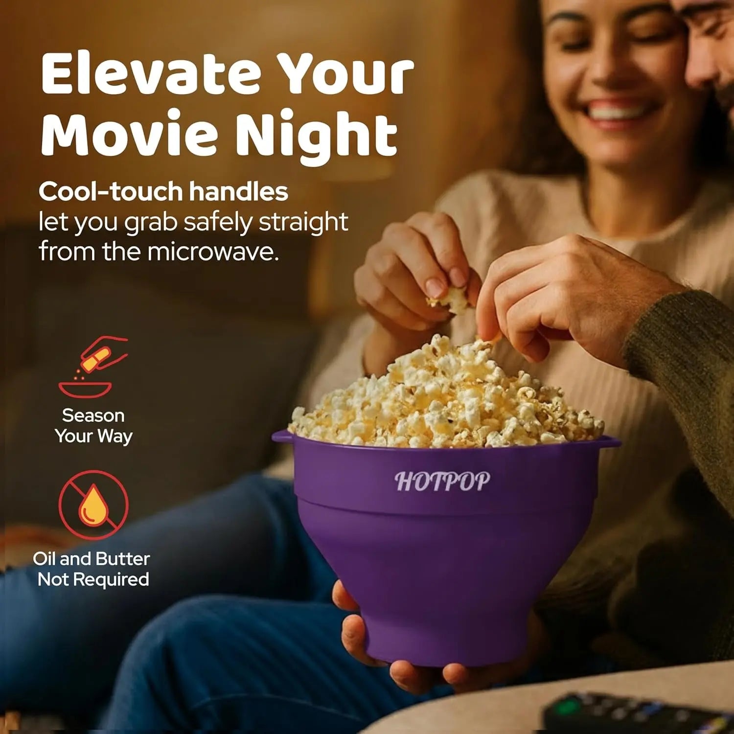 The Original  Microwave Popcorn Popper, Silicone Popcorn Maker, Collapsible Bowl Bpa-Free and Dishwasher Safe- 20 Colors Available (Dark Orchid)