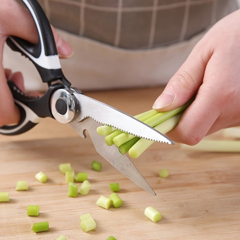 1 Durable Stainless Steel Kitchen Shears, Multi-Purpose Food Scissors for Fish, BBQ, and Bones - Sharp Blades and Ergonomic Handle for Easy Cutting of Chicken, Duck, or Fish. Ideal for Cooking, Baking, and Meal Prep. High-Qua Chef's Market