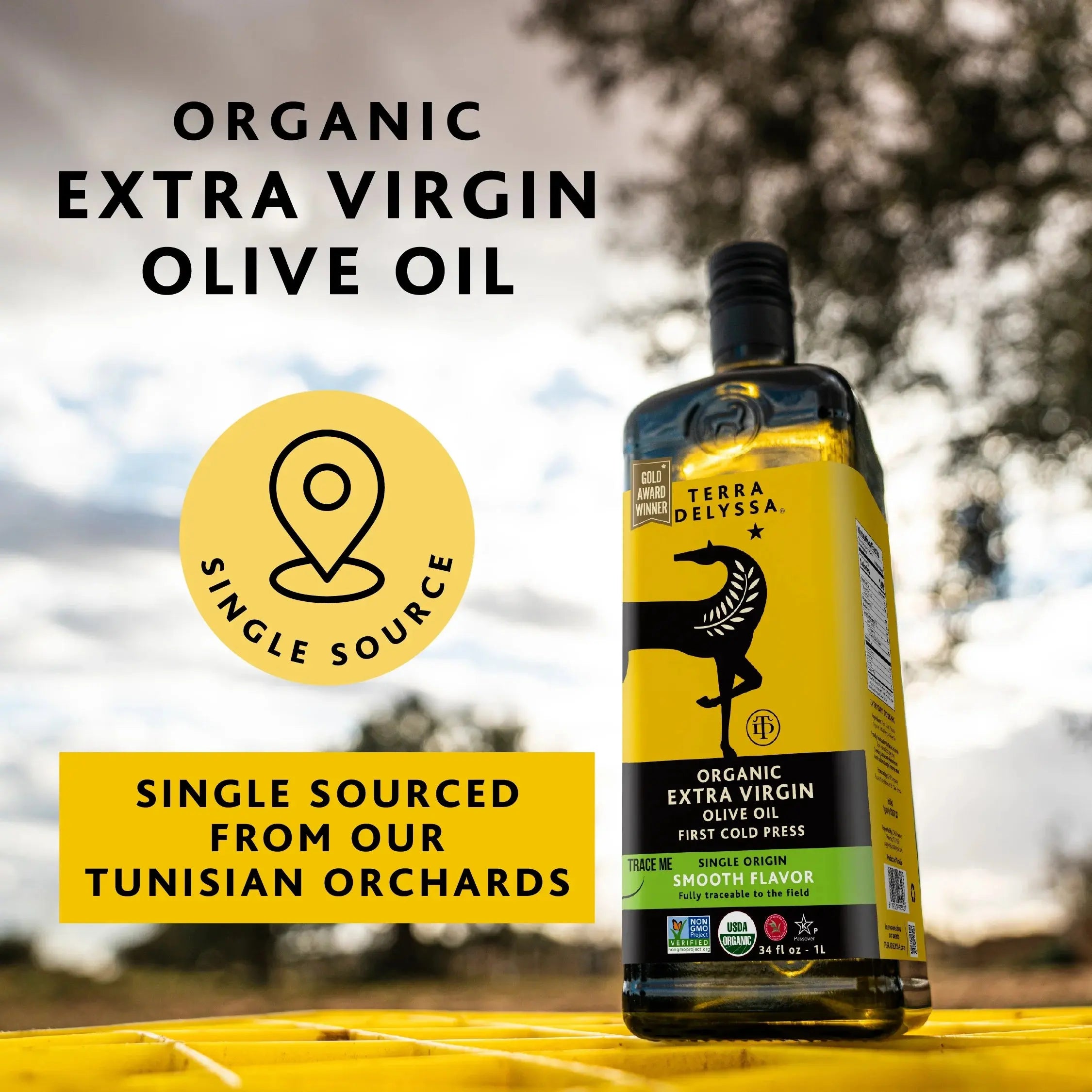 Organic Extra Virgin Olive Oil, 34 Fl. Oz. Glass