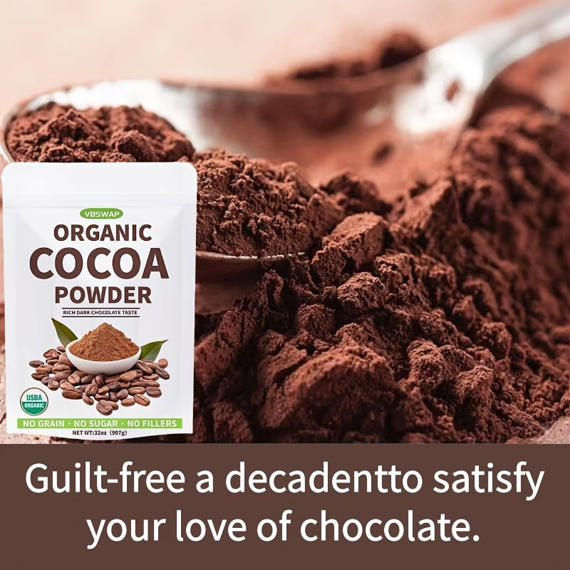 VBSWAP Organic Cacao Powder, 2lb - Unsweetened Cocoa Powder with Rich Dark Chocolate Flavor, Perfect for Baking, Coffee, Instant Drinks &Smoothies-Intensely Rich Flavor Cacao Powder-Cheap Items Chef's Market