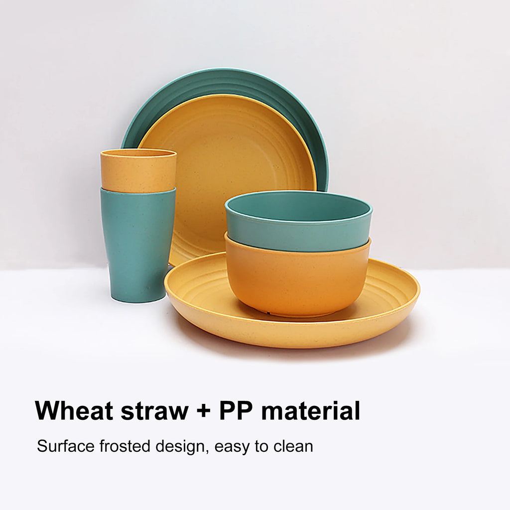 Wheat Straw Dinnerware Set - Durable, Non-Toxic, Sustainable, Eco-Friendly,Stain-Resistant & Dishwasher Safe