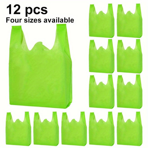 12-Pack Reusable Non-Woven Tote Bags, 4 Assorted Sizes, Eco-Friendly Grocery Shopping Bags, Multipurpose Storage & Gift Bags for Halloween, Christmas, Party Supplies - Suitable for Ages 14+ Chef's Market