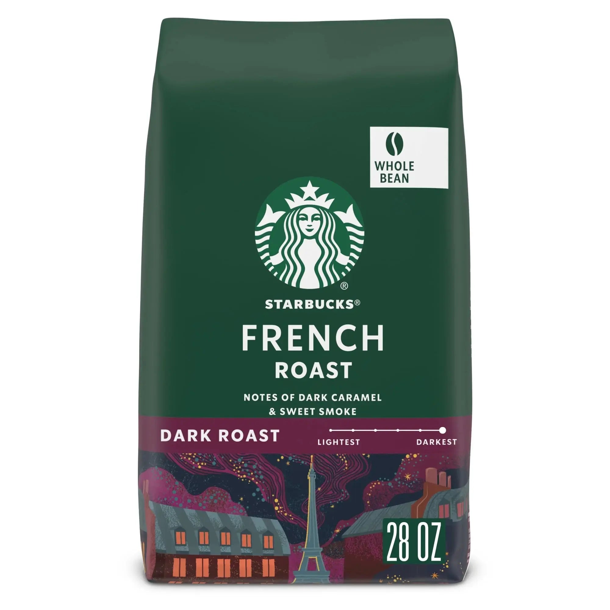French Roast, Whole Coffee Beans, Dark Roast Hot or Iced Coffee, 28 Oz