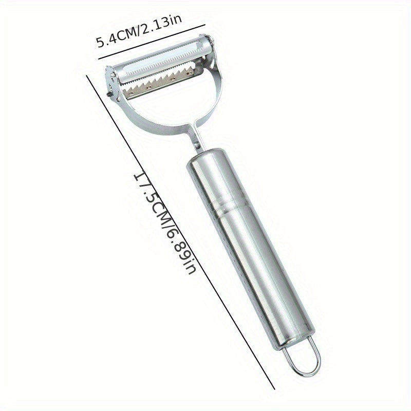 1pc 2 In 1 Stainless Steel Vegetable Peeler, Julienne Cutter, Slicer, Shredder, Scraper, For Fruit, Potatoes, Carrot, And Cucumber, Kitchen Supplies Chef's Market