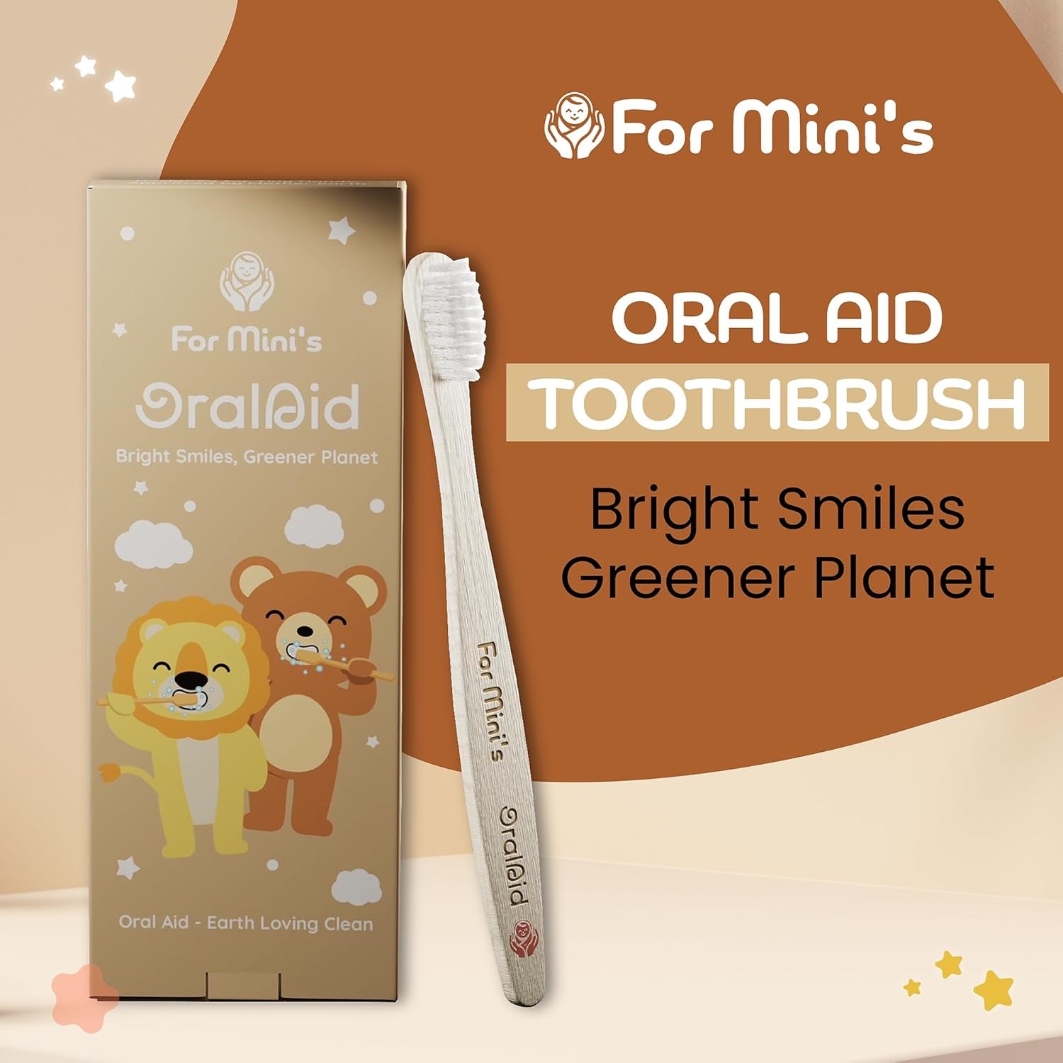 Oral Aid Bamboo Toothbrushes for Kids, Bamboo Handle, Eco-Friendly Kids Bamboo Toothbrush Set, Soft Bristle, Biodegradable Packaging, 4 Pack