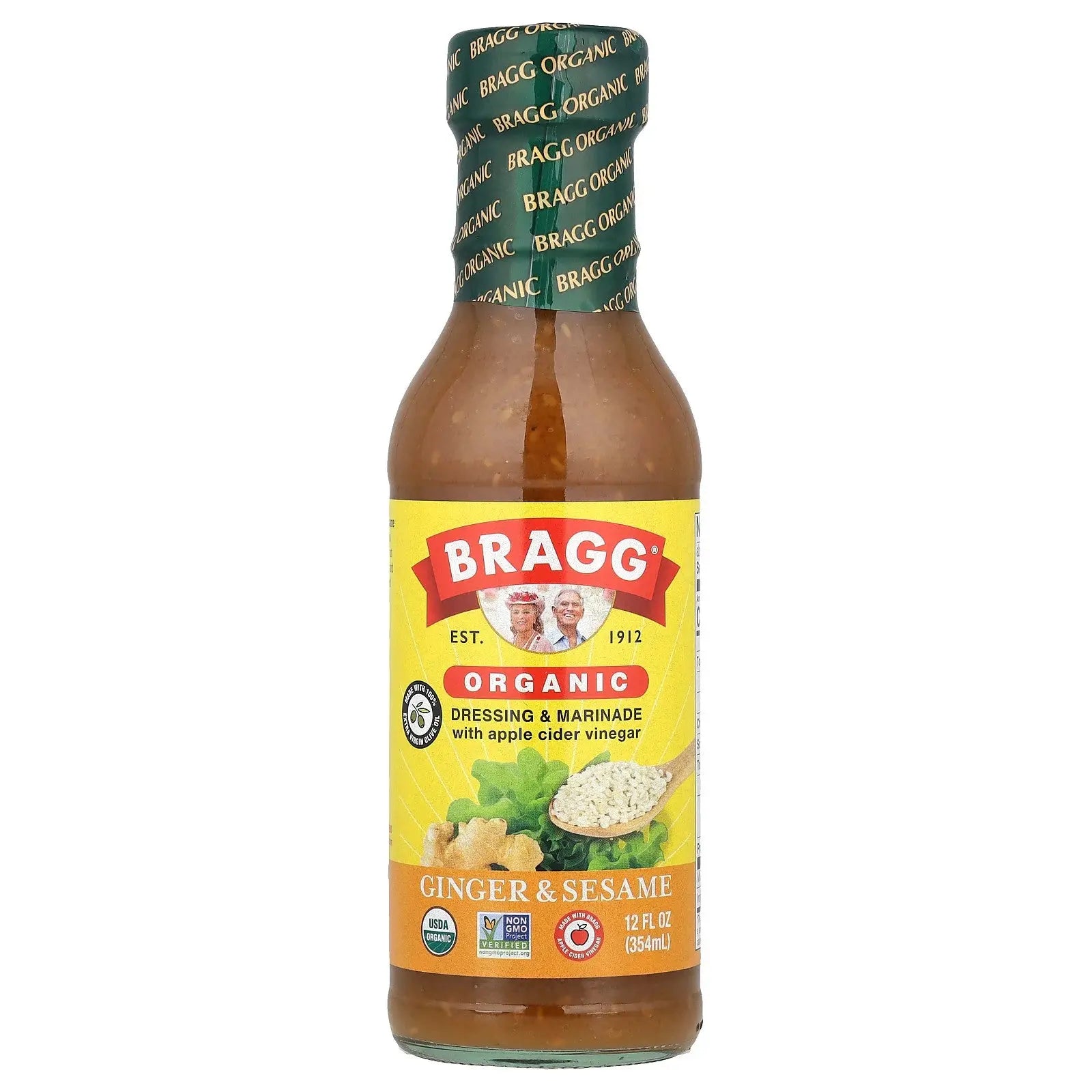 Organic Dressing & Marinade with Apple Cider Vinegar, Ginger & Sesame, 12 Fl Oz