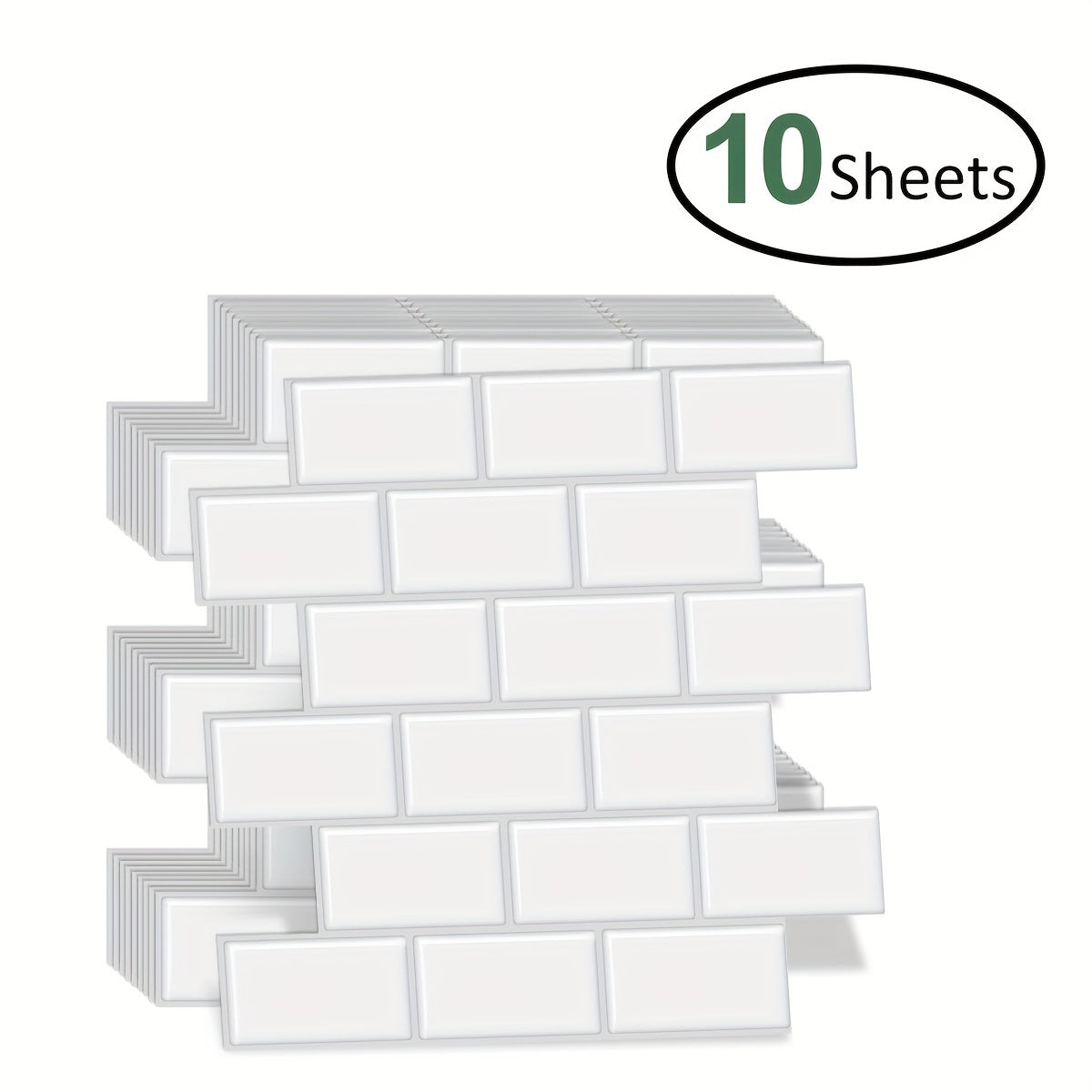 10pcs Self-adhesive 3D Subway Ceramic Tile Sticker For Kitchen, 12x12 Inch Decorative Home Renovation, Wall Tile Sticker For Kitchen, Balcony, Sink, Bathroom, Restaurant Chef's Market