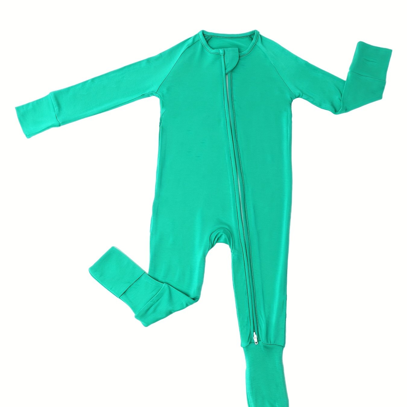 Cozy Long Sleeve Bamboo Fiber Crew Neck Raglan Solid Color Baby Romper - Soft High Stretch Knit Fabric, Machine Washable, Loose Fit for Comfort - Perfect for Fall and Winter Season Chef's Market