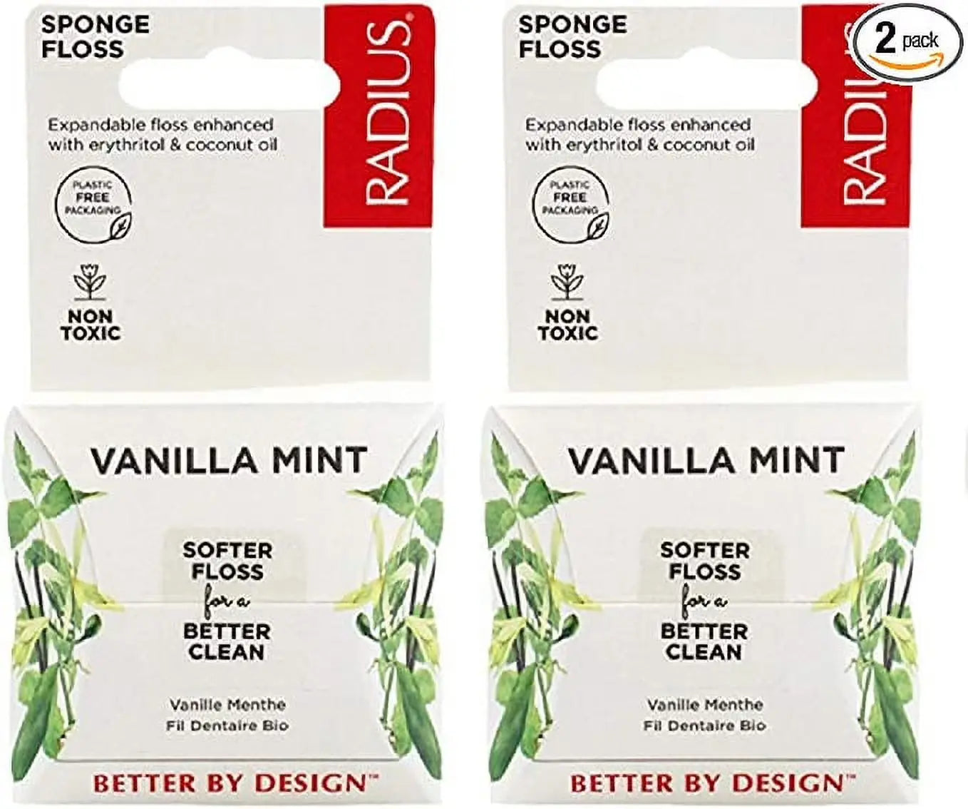 Vanilla Mint Dental Floss 3 Count, 55 Yards , Plastic-Free Packaging , Vegan and Non-Toxic, Erythritol for an Oral Care Boost , Total Tooth and Gum Protection