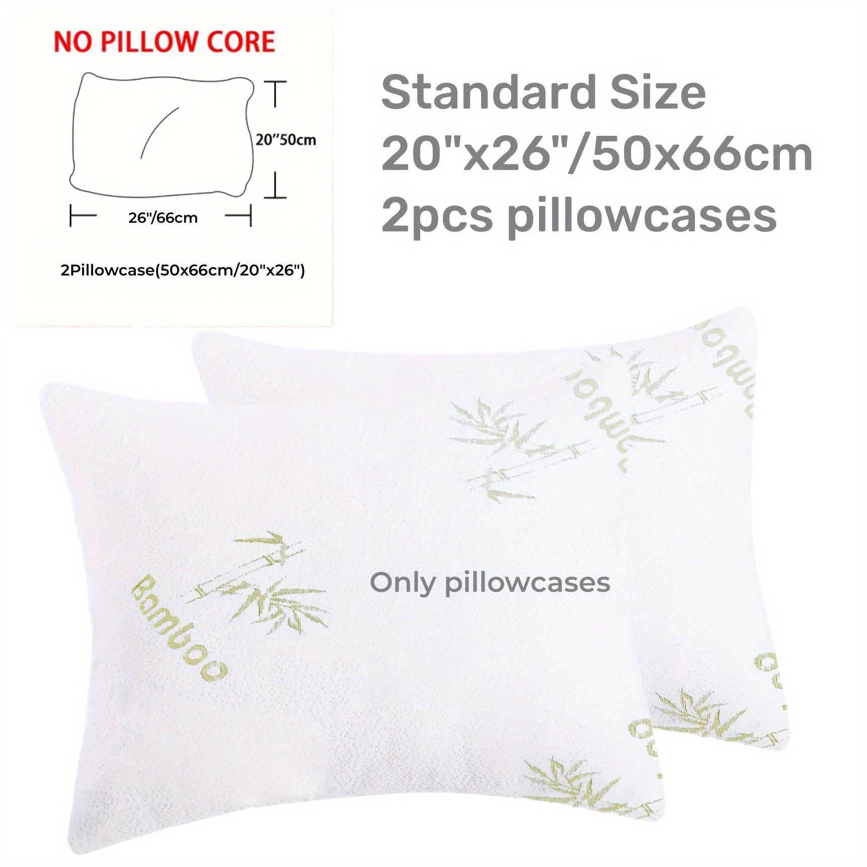 Double Pack High Weight Bamboo Fiber Jacquard Waterproof Pillowcase, Cool and Soft Pillowcase, Washable Pillow Protector Chef's Market