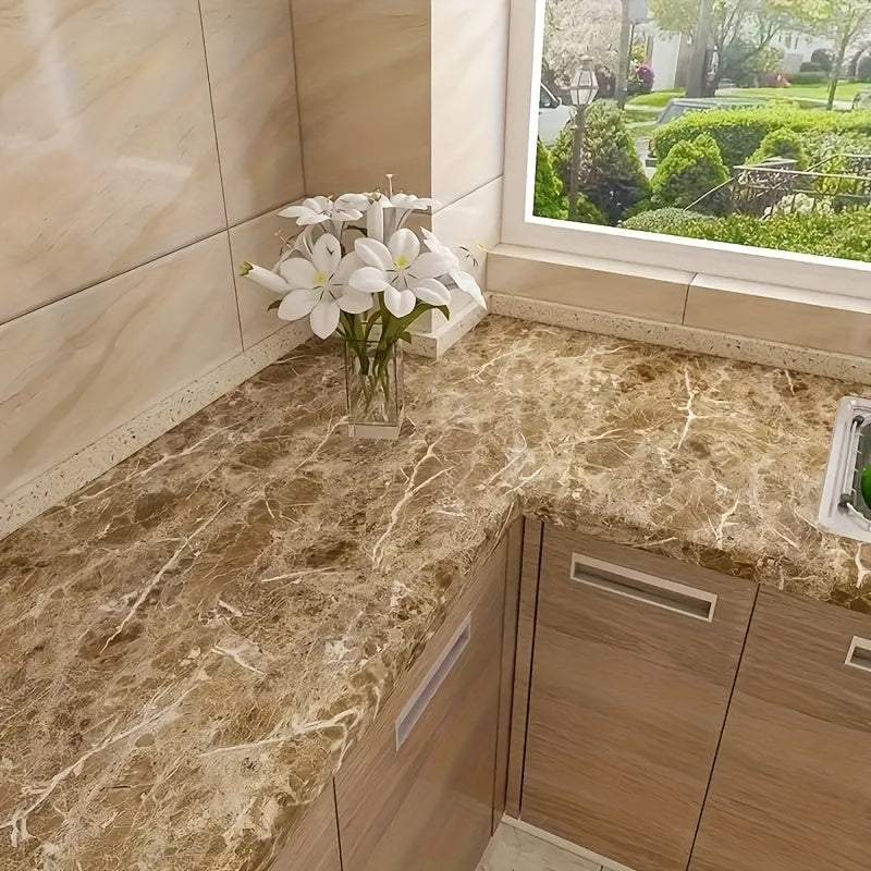 Extra Thick Vinyl Self-Adhesive Wallpaper, Waterproof and Oil Proof, Removable Peel and Stick Wall Stickers for Bathroom and Kitchen, Brick Stone Wood Pattern, Random Matc Chef's Market