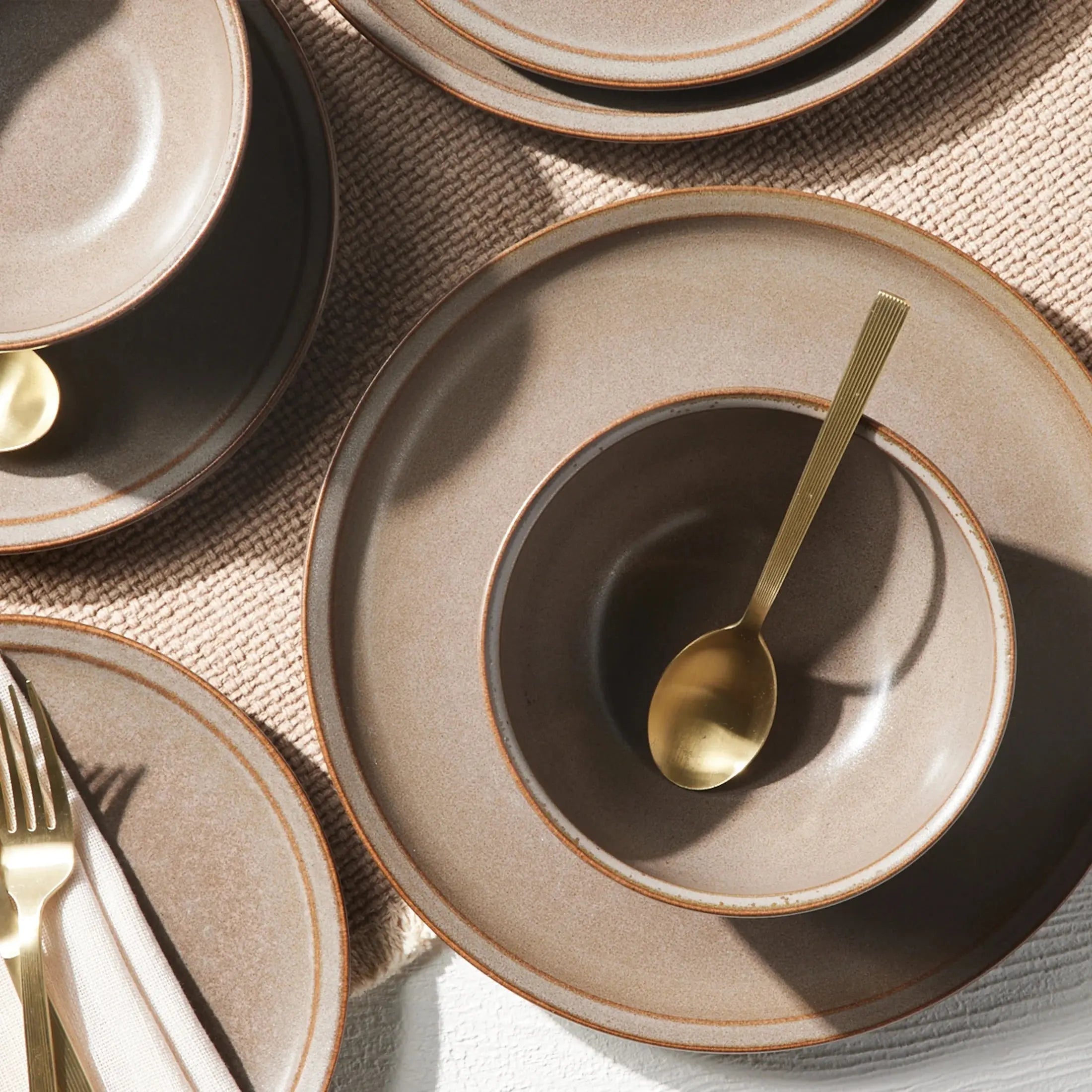 Better Homes and Gardens Banks Brown 12-Piece Stoneware Plates & Bowls Dinnerware Set