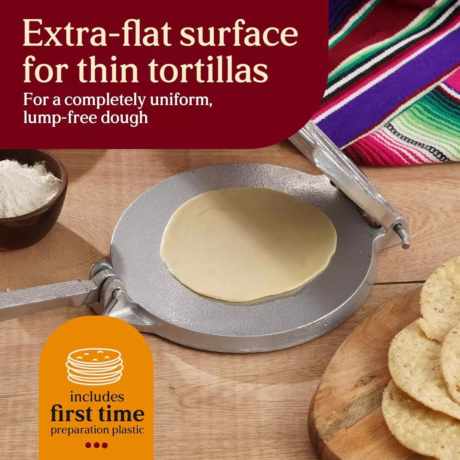 Estrella (7.5 Inch) Cast Iron Tortilla Press and Tostonera, Perfect for Mexican