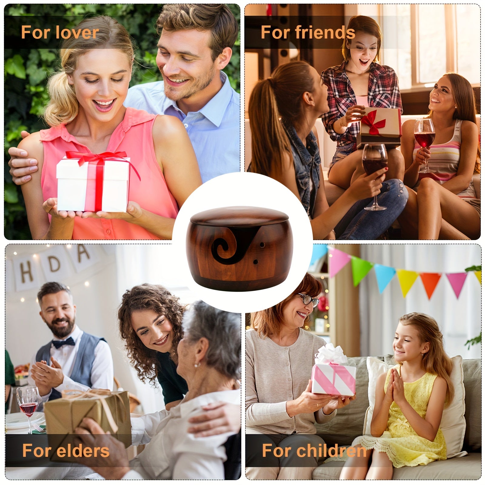 Elegant 1 Set Handcrafted Wooden Yarn Bowl with Lid & 12 Bamboo Crochet Hooks - Wool Yarn Holder Organizer for Knitting Enthusiasts - Artistic Craft Storage - Perfect for Crochet Projects Chef's Market