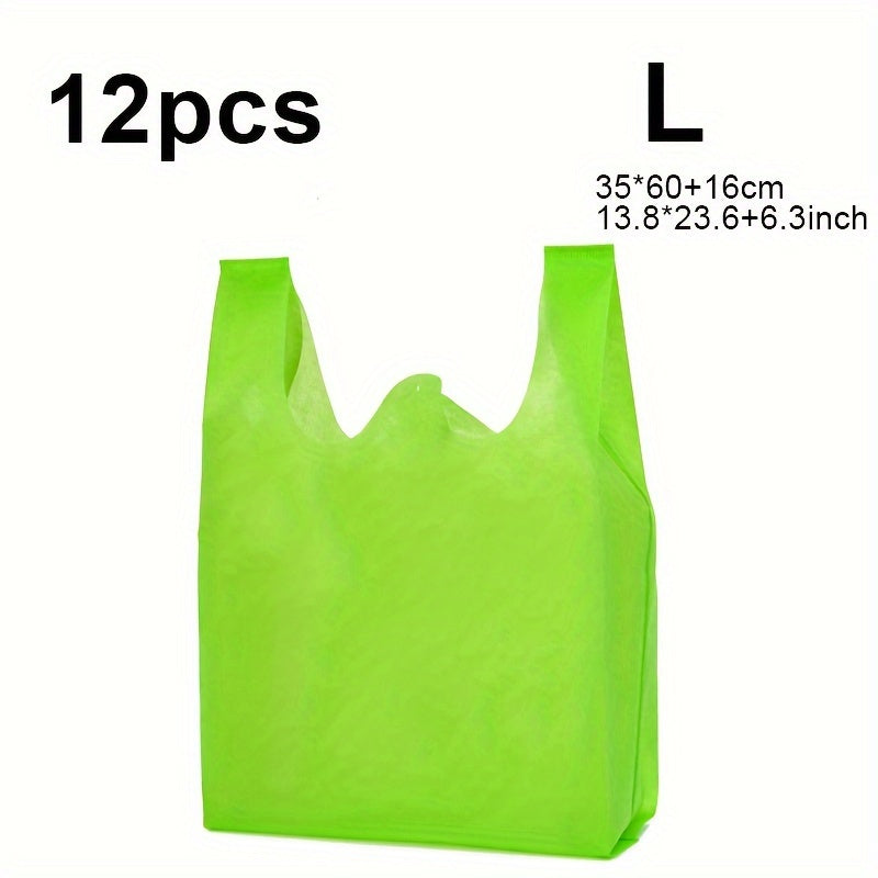 12-Pack Reusable Non-Woven Tote Bags, 4 Assorted Sizes, Eco-Friendly Grocery Shopping Bags, Multipurpose Storage & Gift Bags for Halloween, Christmas, Party Supplies - Suitable for Ages 14+ Chef's Market