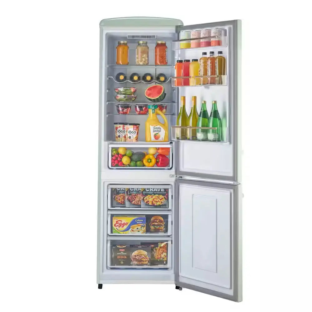 Classic Retro 23.6 in 11.7 Cu. Ft. Frost Free Retro Bottom Freezer Refrigerator in Summer Mint Green, ENERGY STAR