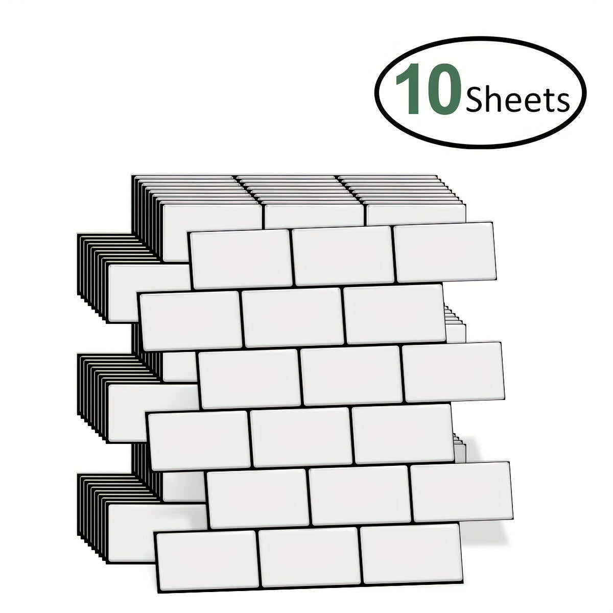 10pcs Self-adhesive 3D Subway Ceramic Tile Sticker For Kitchen, 12x12 Inch Decorative Home Renovation, Wall Tile Sticker For Kitchen, Balcony, Sink, Bathroom, Restaurant Chef's Market