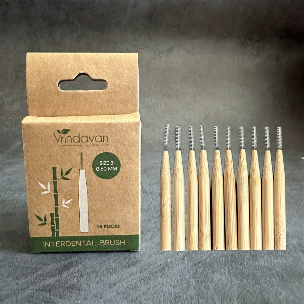 10-Piece Bamboo Interdental Brushes - Deep Cleaning, Portable & Hygienic For Daily Oral Care & Travel Chef's Market