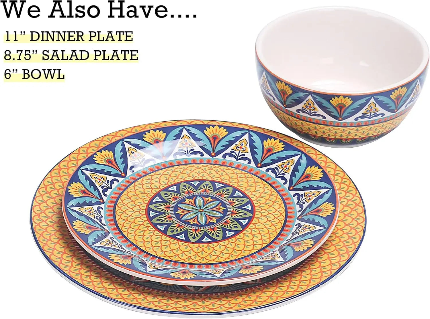 Havana Dinner Plates Set of 4, 11 Inch Large Ceramic Plates for Pasta, Steak, Stylish Serving Dishes, Microwave and Dishwasher Safe, Gift for Housewarming and Thanksgiving