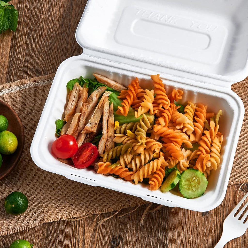 75 Pack Clamshell Take Out Food Containers, 9X6" Disposable To-Go Boxes for Meal