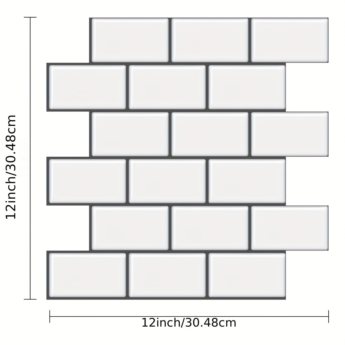 10pcs Self-adhesive 3D Subway Ceramic Tile Sticker For Kitchen, 12x12 Inch Decorative Home Renovation, Wall Tile Sticker For Kitchen, Balcony, Sink, Bathroom, Restaurant Chef's Market