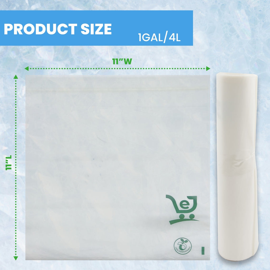 Compostable Plastic Freezer Bags 1 Gallon 60 CT- BPA Free, Reusable 11X11 - FPN