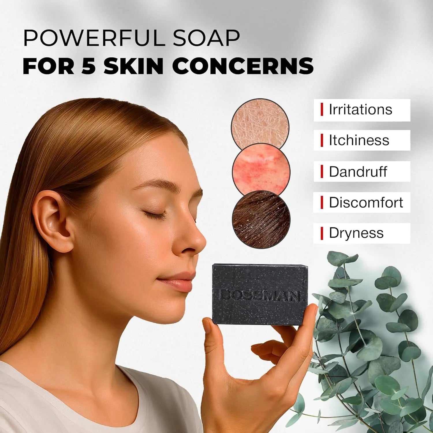 6-Pack 4-In-1 Charcoal Soap Bar (4 Oz) – Bar Soap for Men – All-Natural Beard Wash, Shampoo, Body Wash & Shaving Solution – Eucalyptus & Tea Tree Scent