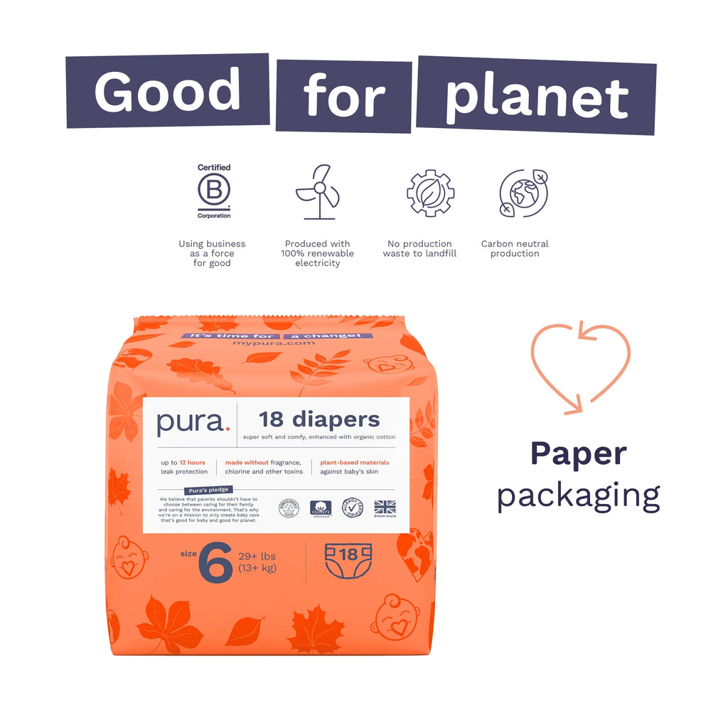 Sensitive Soft Sustainable Baby Diapers Size 6, 54 Count (Choose Your Size and Count)