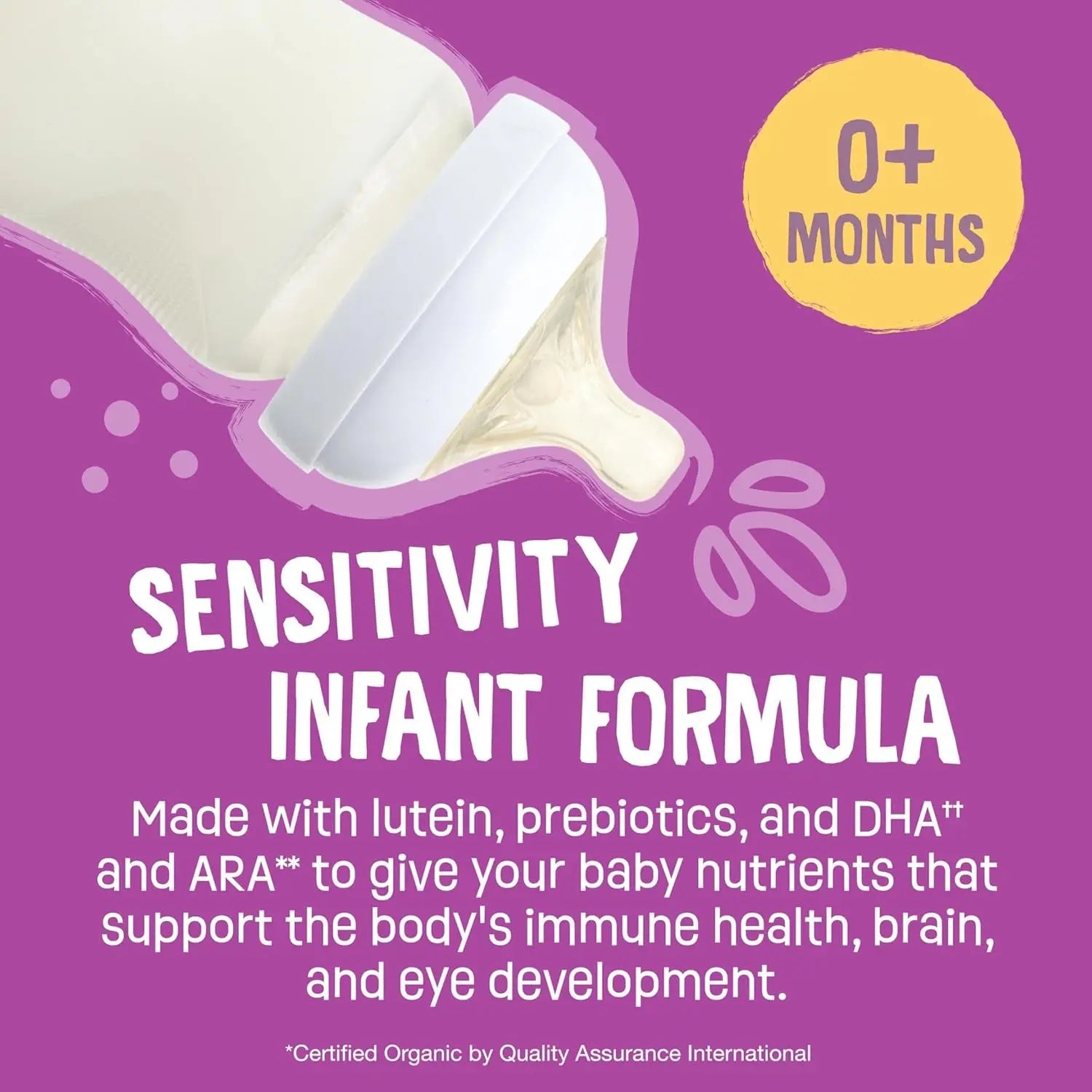 Organic Sensitivity Infant Formula, Babies 0-12 Months, Reduced Lactose, Iron, Omega-3 DHA, Omega-6 ARA, Organic Baby Formula, 21 Ounce Container