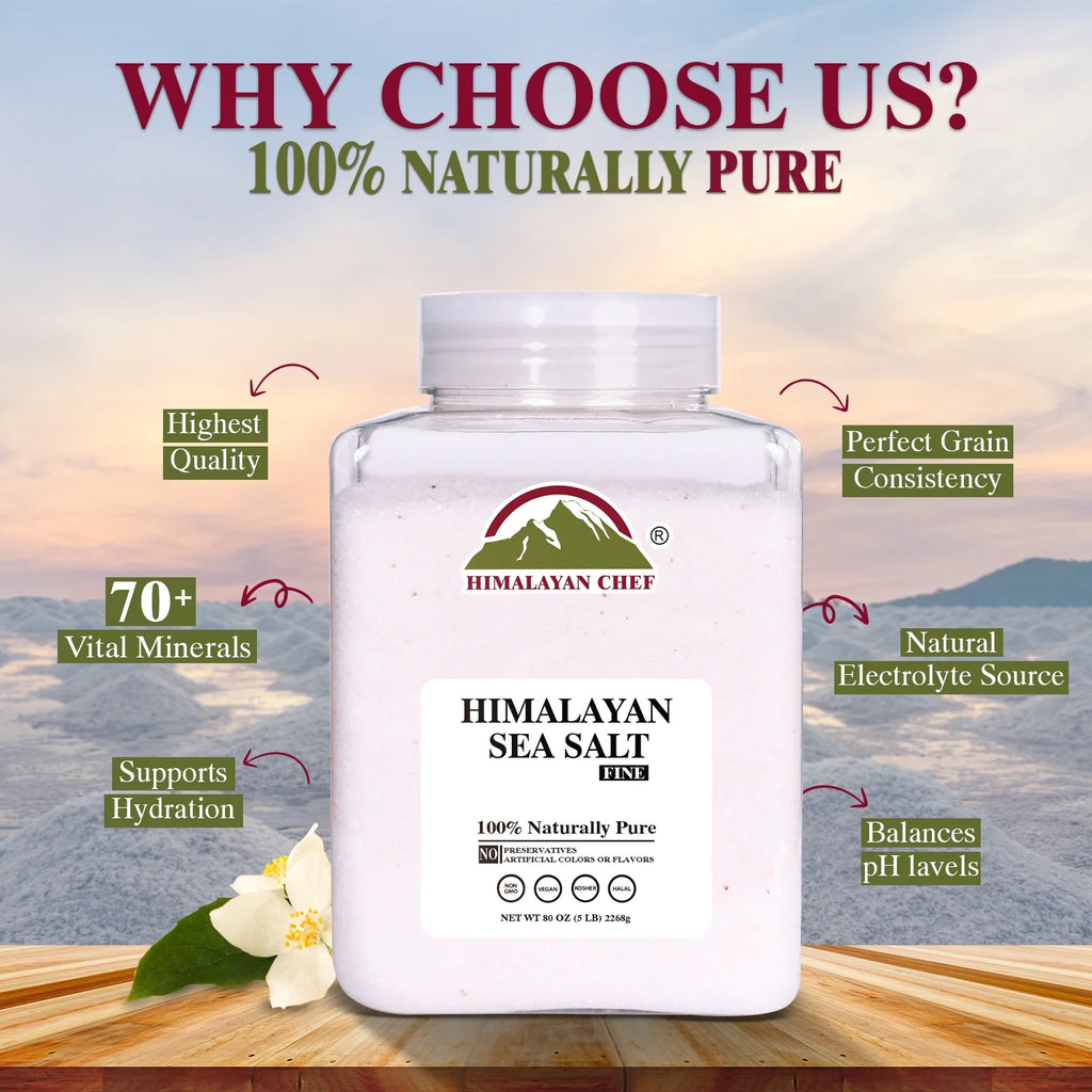 Sea Salt Fine Grain, 5 Lbs | Rich Minerals, 100% Natural and Unrefined Sea Salt Fine Organic Minerals