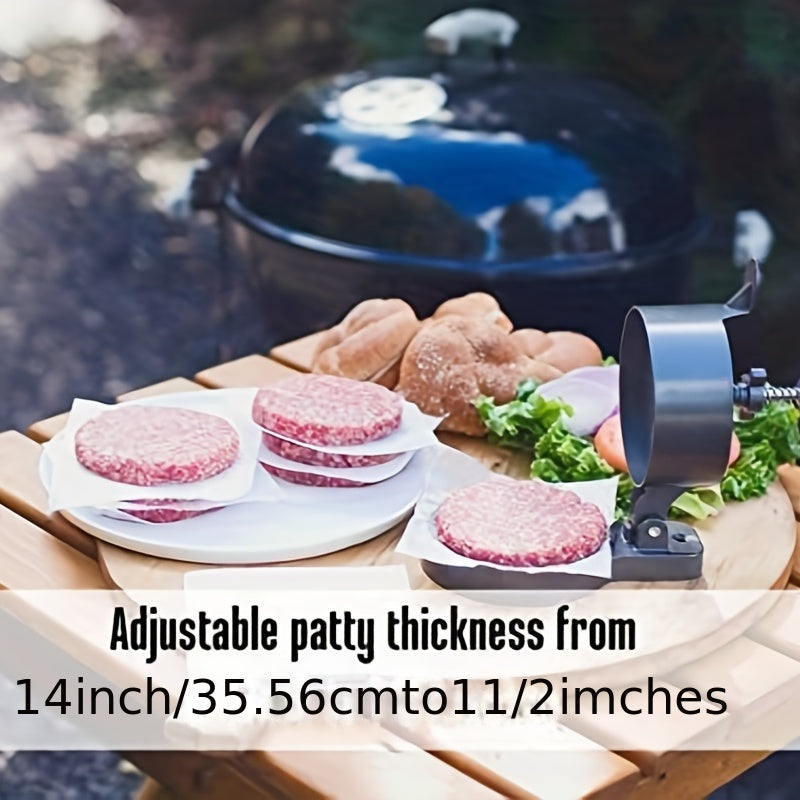 [Adjustable Burger Press] YUMIPLUS Adjustable Burger Press Machine - 1pc Portable Manual Meat Masher with 3 Interchangeable Heads, Durable Aluminum Kitchen Tool for Thick Burgers, Ergonomic Handles, Home & Outdoor Use, Userfr Chef's Market