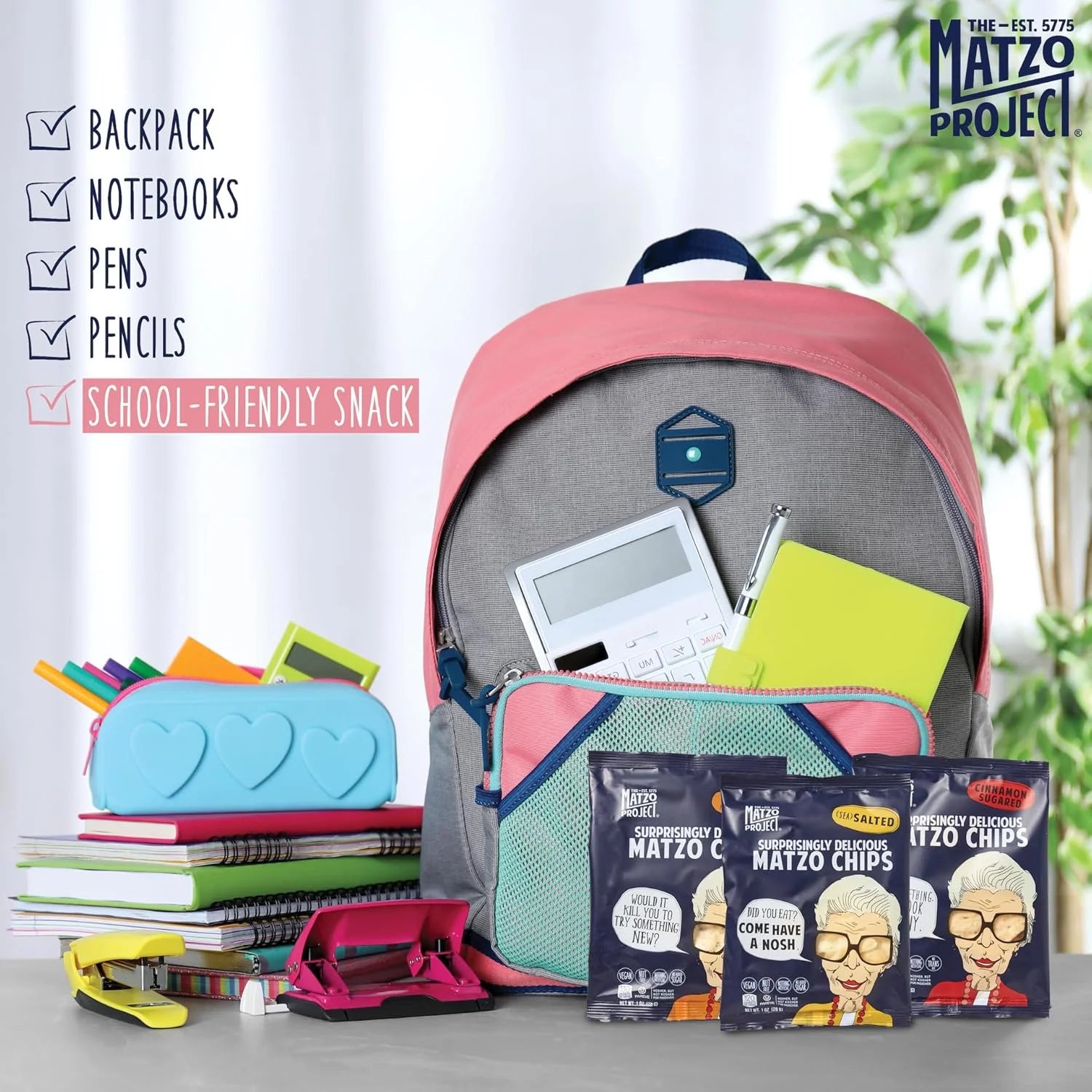 Matzo Chips, Cinnamon Sugared, Kosher (Not Kosher for Passover), Vegan, Nut-Free, Nothing Artificial (1 Oz, 24 Snack Bags)