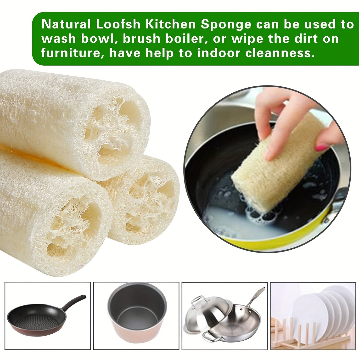 Natural Loofah Sponges Organic Luffa Bath Shower Sponge Exfoliating Body Back Scrubber for Men Women Adults SPA Beauty Bathing Daily Care Chef's Market