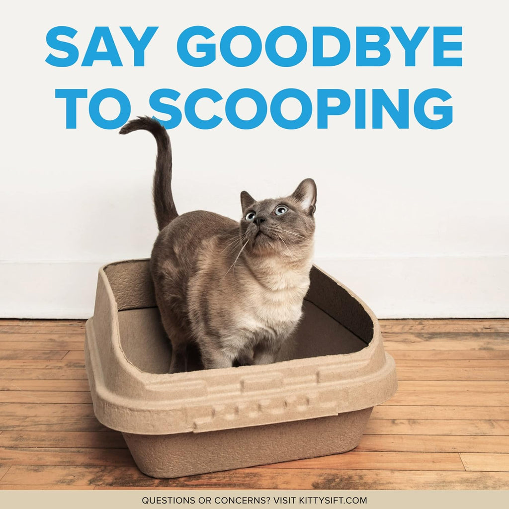 (Set of 1 Litter Box & 5 Sifting Liners) Disposable Sifting Cat Litter Box Large, 6 Count, Durable and Portable for Travel and Home Odor Control