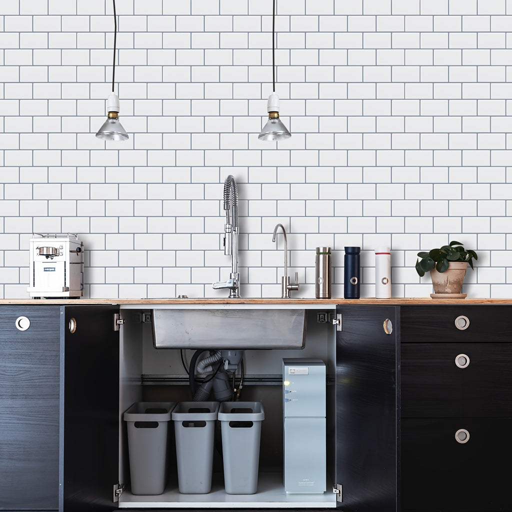 10pcs Self-adhesive 3D Subway Ceramic Tile Sticker For Kitchen, 12x12 Inch Decorative Home Renovation, Wall Tile Sticker For Kitchen, Balcony, Sink, Bathroom, Restaurant Chef's Market