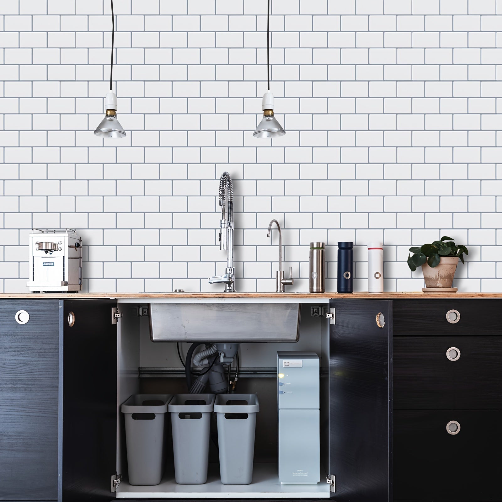 10pcs Self-adhesive 3D Subway Ceramic Tile Sticker For Kitchen, 12x12 Inch Decorative Home Renovation, Wall Tile Sticker For Kitchen, Balcony, Sink, Bathroom, Restaurant Chef's Market