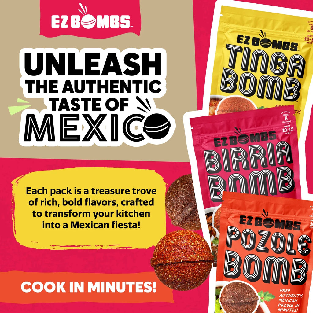 Variety Pack – Pozole, Tinga & Birria Bomb Seasonings – Authentic Mexican Spice Mix for Tacos, Tortas, Nachos & Pozole Soup – Made with Real Chiles, Herbs & Spices for Quick, Flavorful Meals